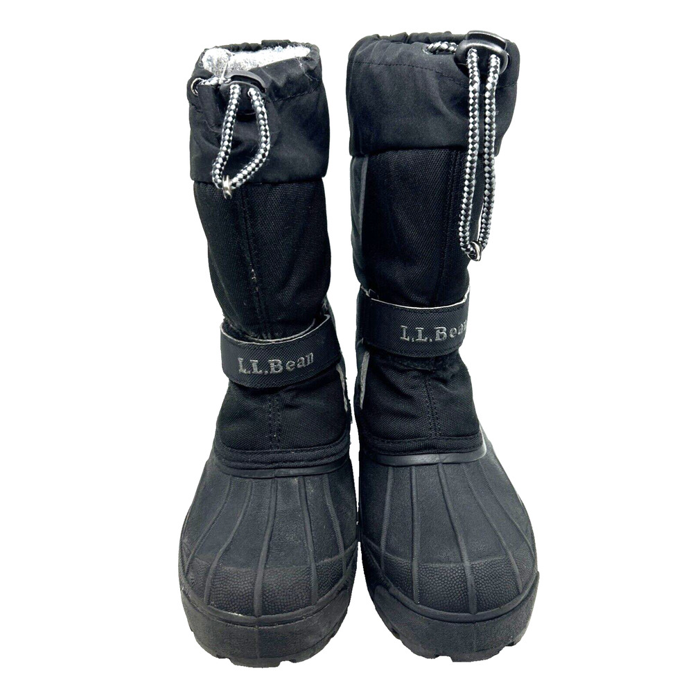 LL Bean Kids Northwoods Lined Snow Boots Sz 13 Black/Gray Pull On